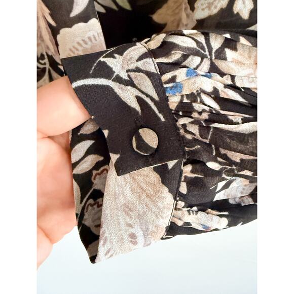 Floral Black and Cream Women's Top - Picture 10 of 12